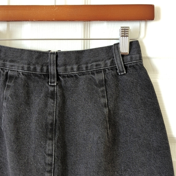 Topshop Moto Classic High Waisted Zip Up Front A-line Denim Mini Skirt Black 2 - Picture 9 of 9
